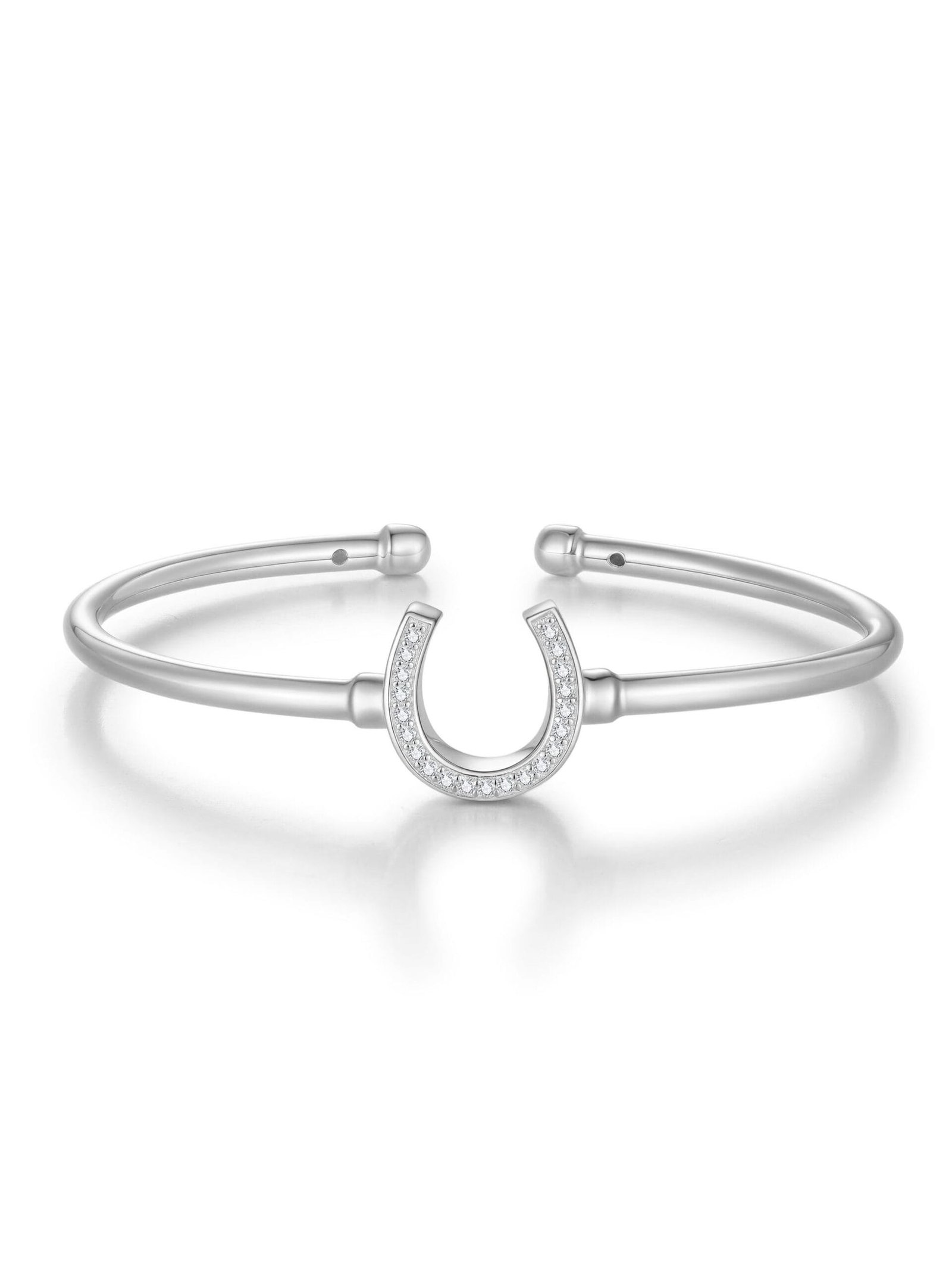 925 Sterling Silver Thin Cuff Bracelet with White CZ