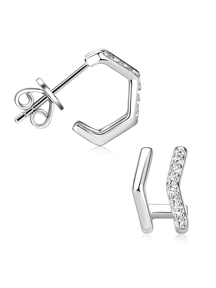 925 Sterling Silver Tiny White CZ Minimalist Studs