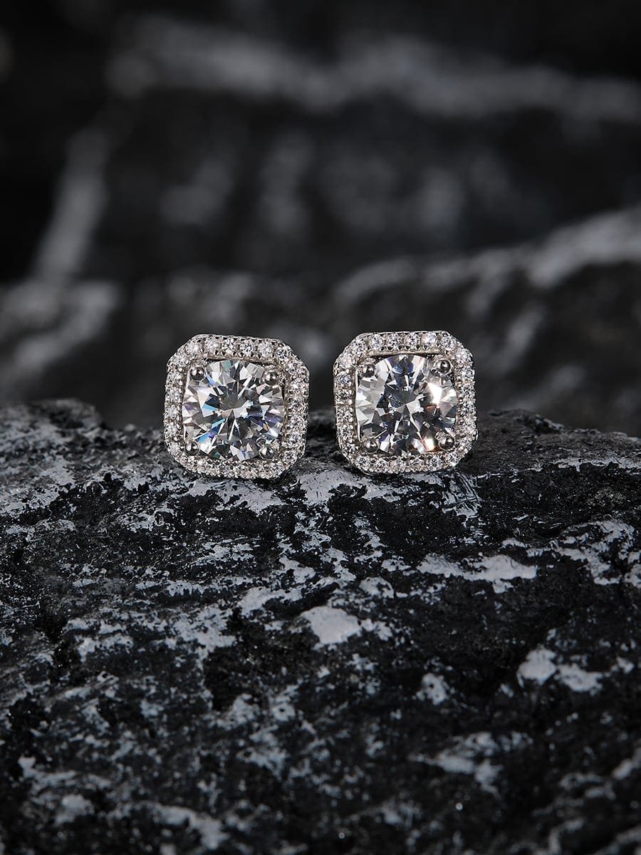 925 Sterling Silver White CZ Classic Stud Earrings