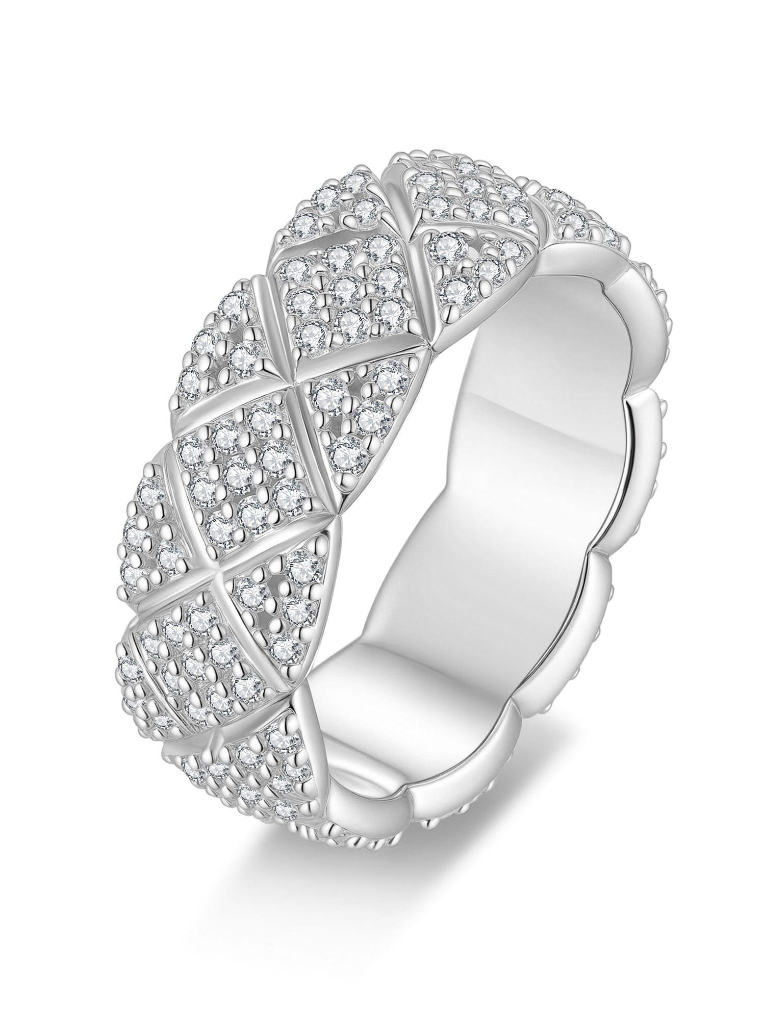925 Sterling Silver White CZ Elegant Dainty Band Ring