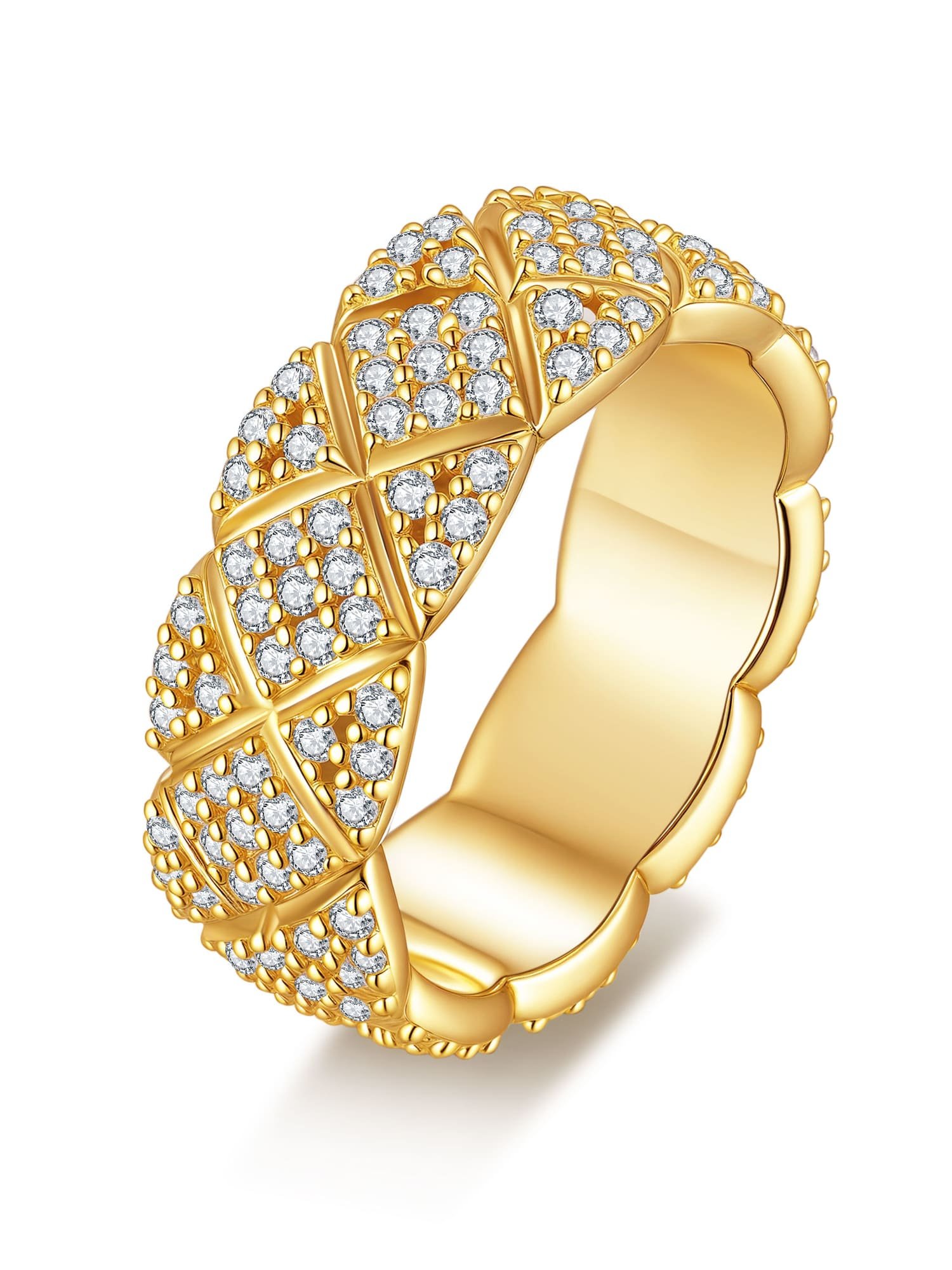 925 Sterling Silver White CZ Elegant Dainty Band Ring