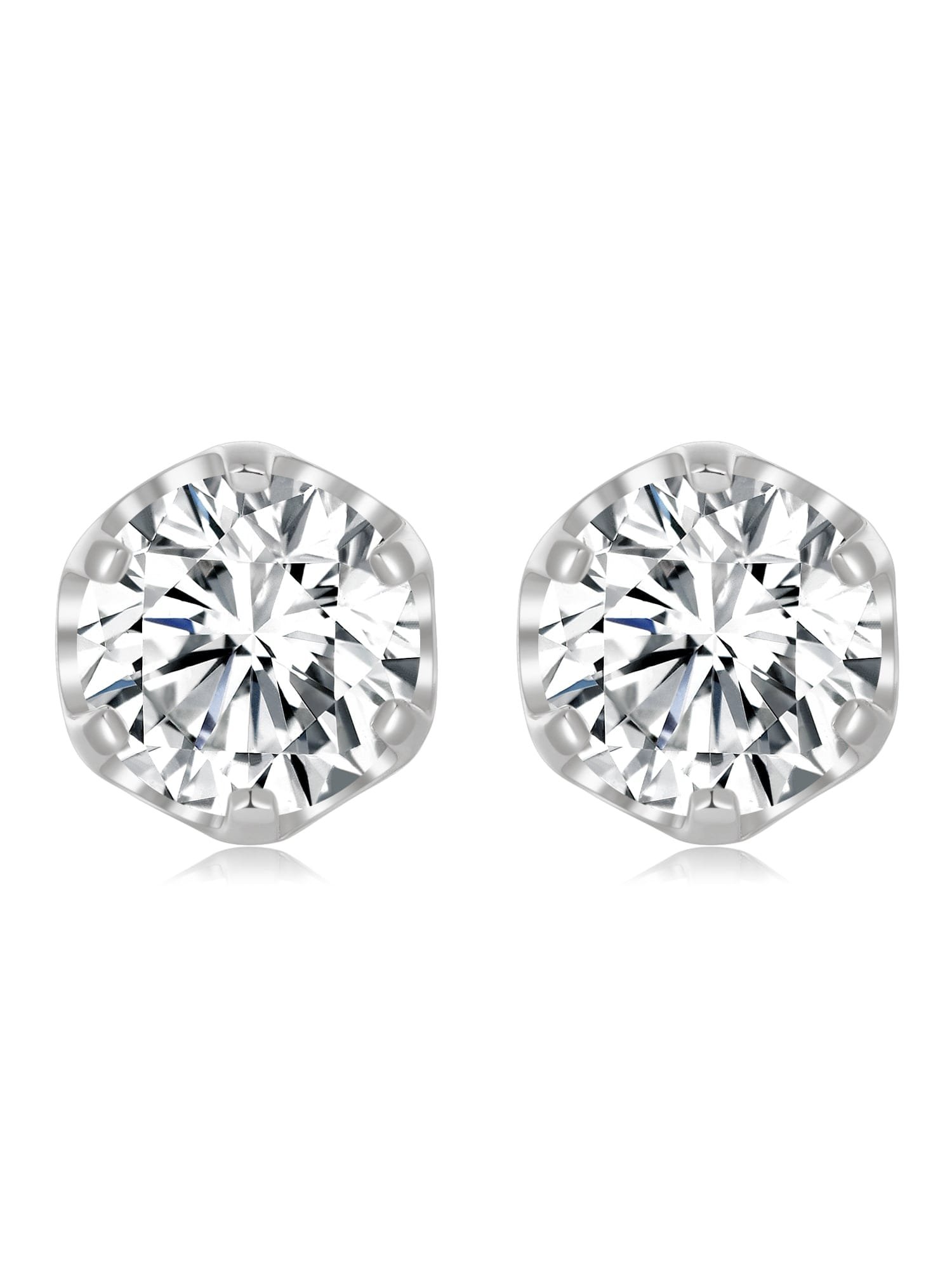925 Sterling Silver White CZ Minimalist Stud Earrings