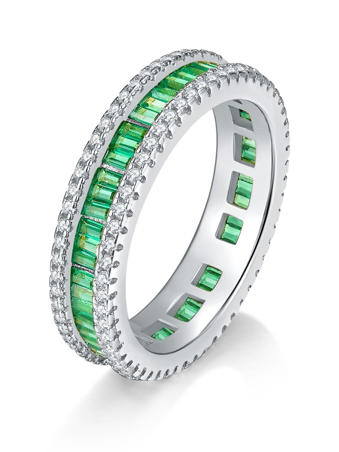 925 sterling silver cubic zirconia green dainty ring