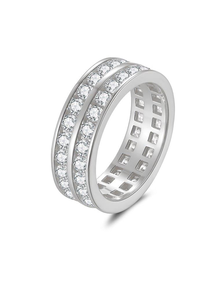 Delicate White CZ Band in 925 Sterling Silver