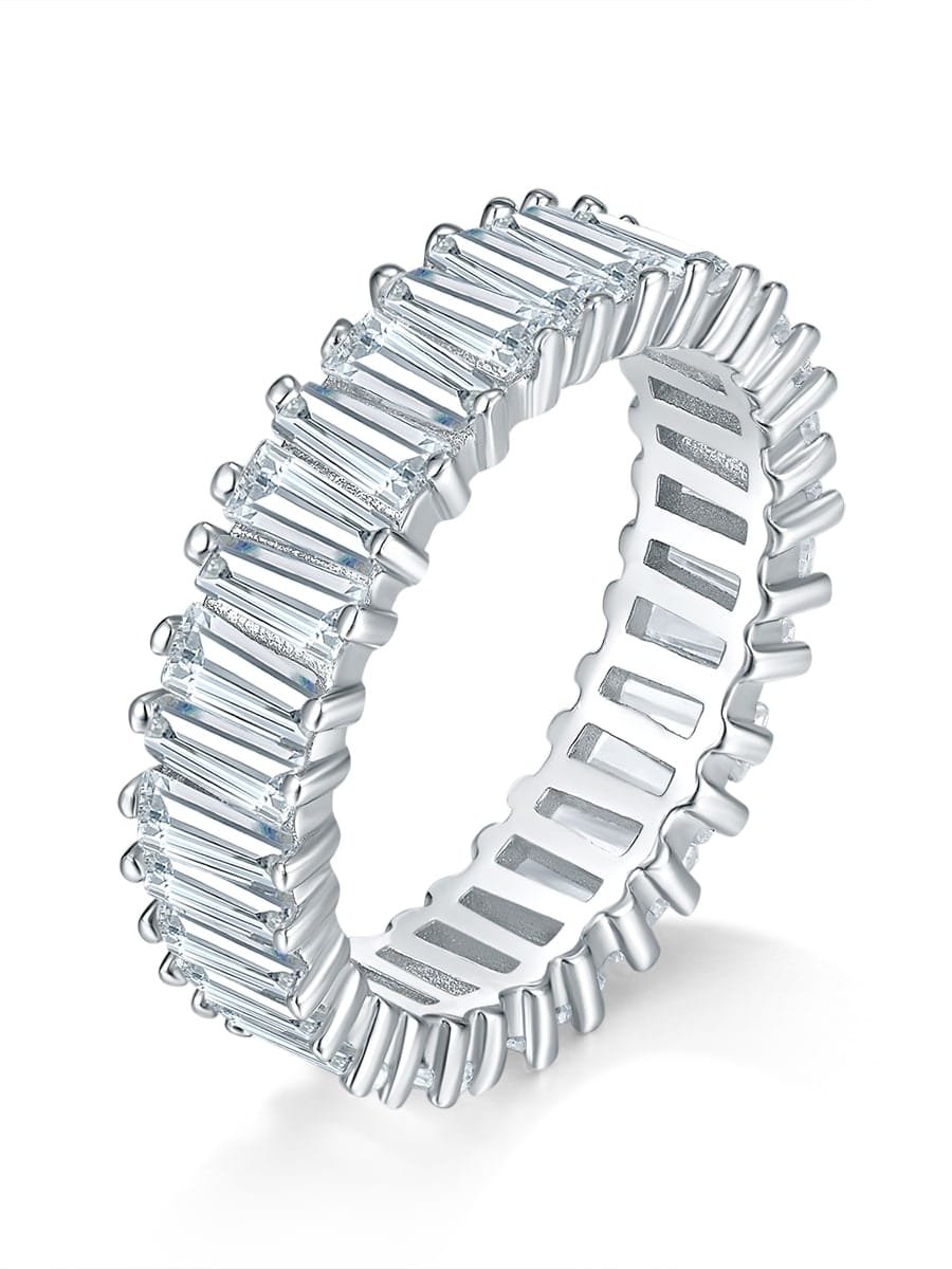 White CZ Band Ring in 925 Sterling Silver