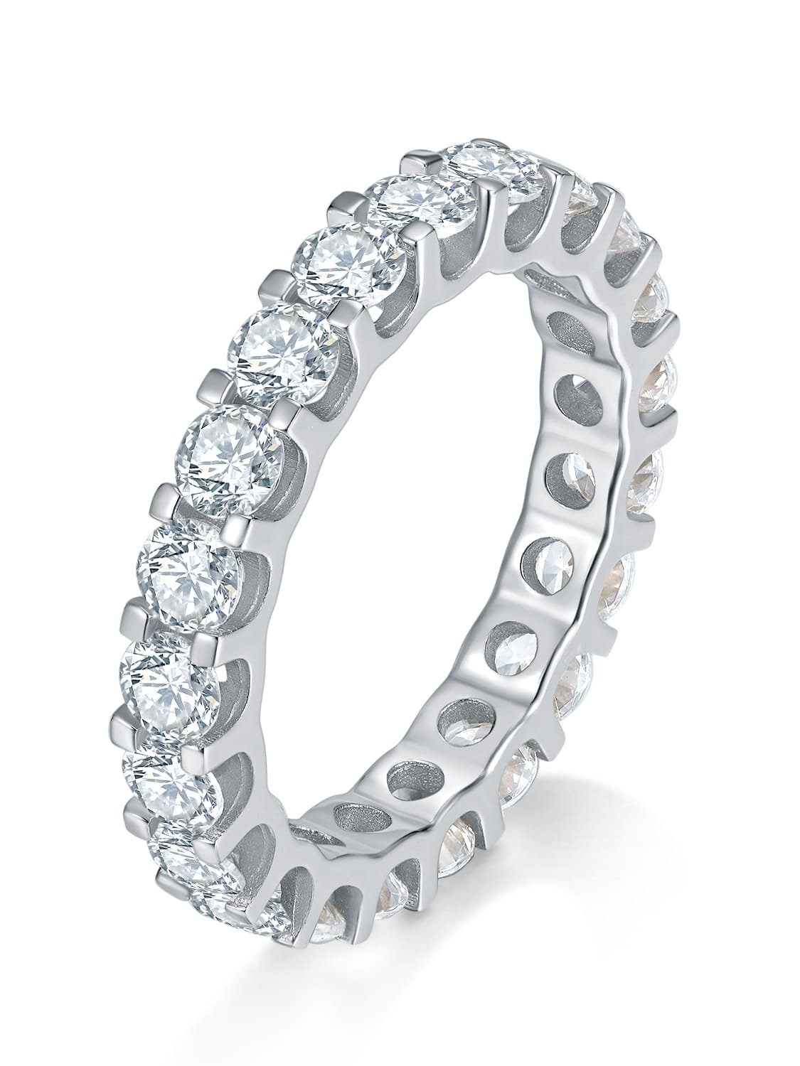 Dainty White CZ Stacking Band in 925 Sterling Silver