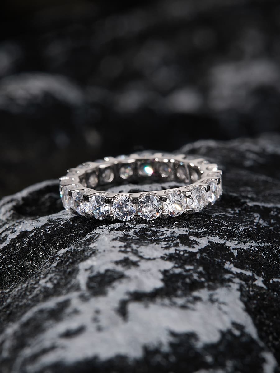 Dainty White CZ Stacking Band in 925 Sterling Silver
