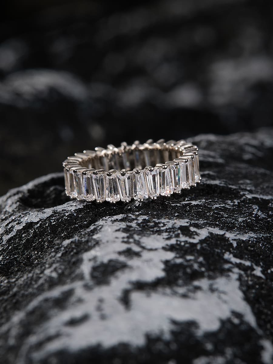 White CZ Band Ring in 925 Sterling Silver