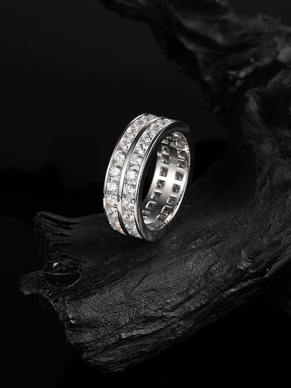 Delicate White CZ Band in 925 Sterling Silver