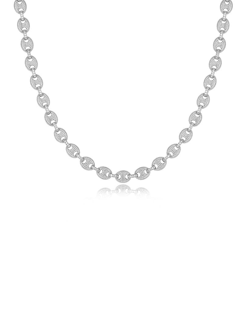925 sterling silver cubic zirconia white dainty cuban necklace
