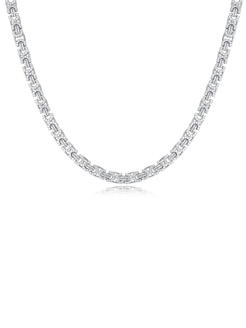 925 sterling silver cubic zirconia white dainty cuban necklace