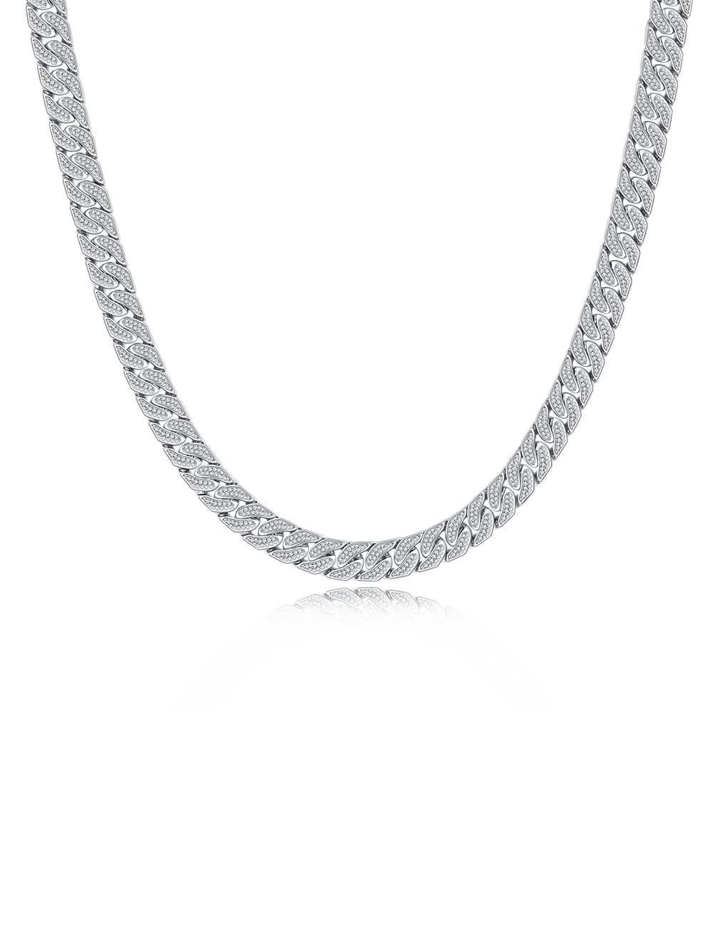 925 sterling silver cubic zirconia white dainty cuban necklace