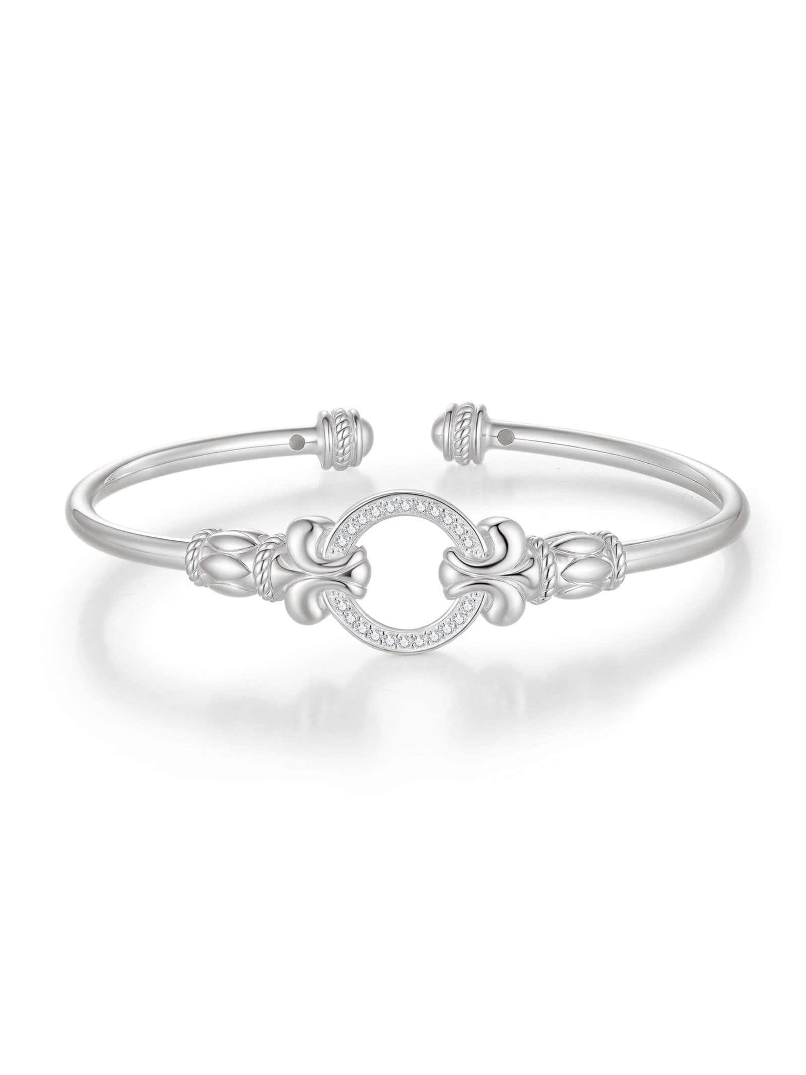 925 sterling silver cubic zirconia white dainty cuff bangle