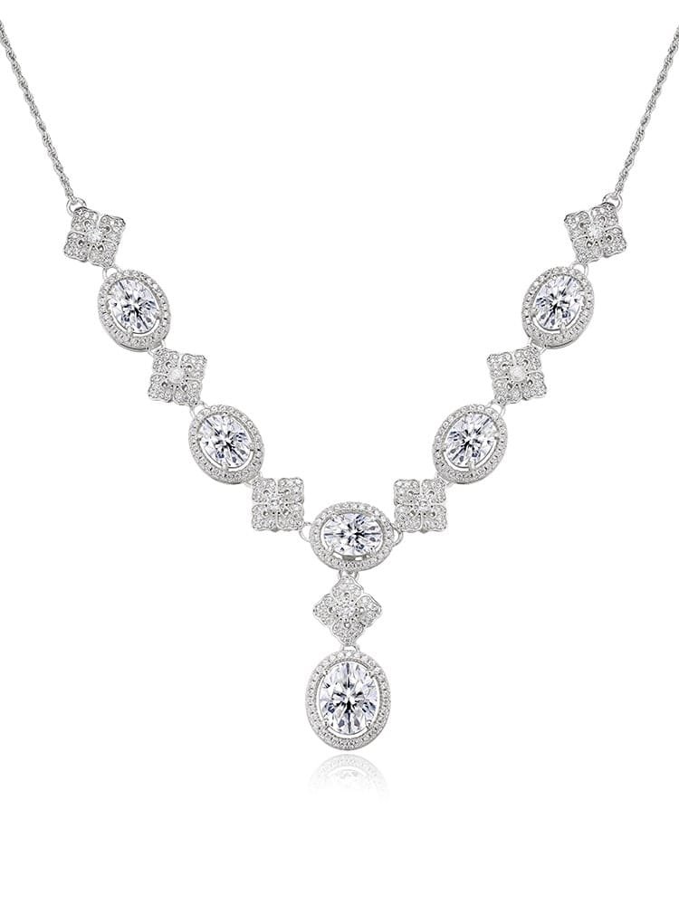 925 Sterling Silver White CZ Dainty Lariat Necklace