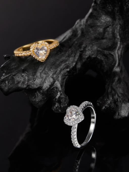 925 Sterling Silver White CZ Heart Dainty Ring