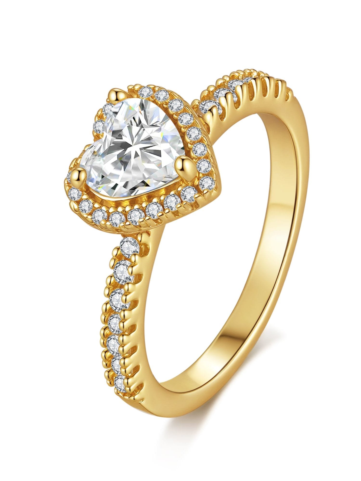 925 Sterling Silver White CZ Heart Dainty Ring