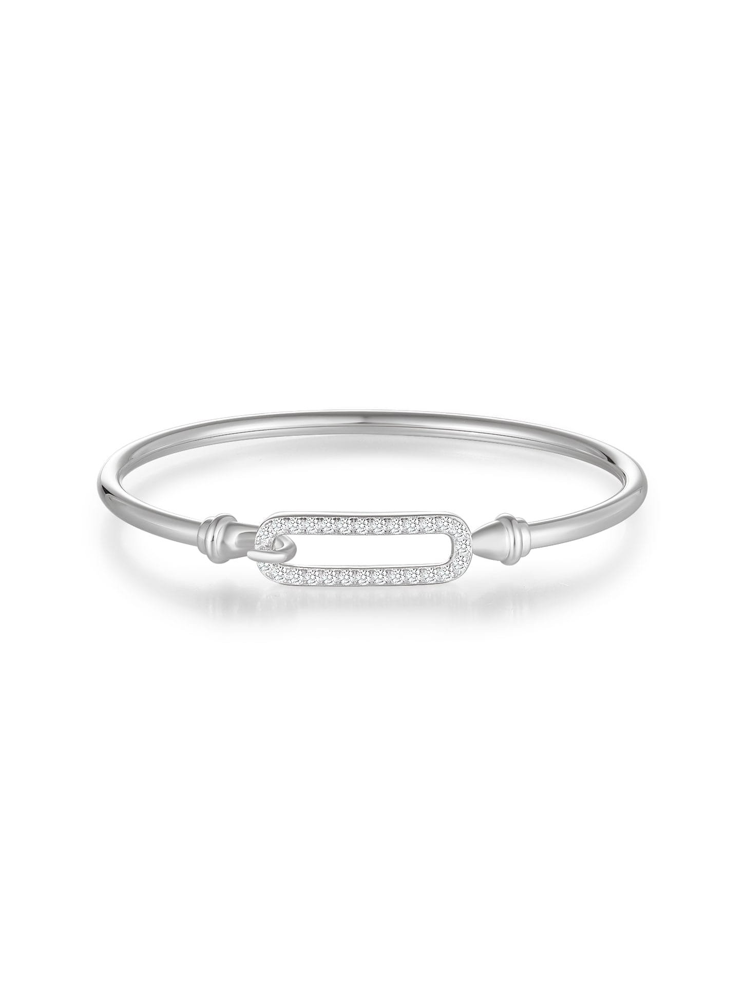 925 sterling silver cubic zirconia white minimalist band bangle
