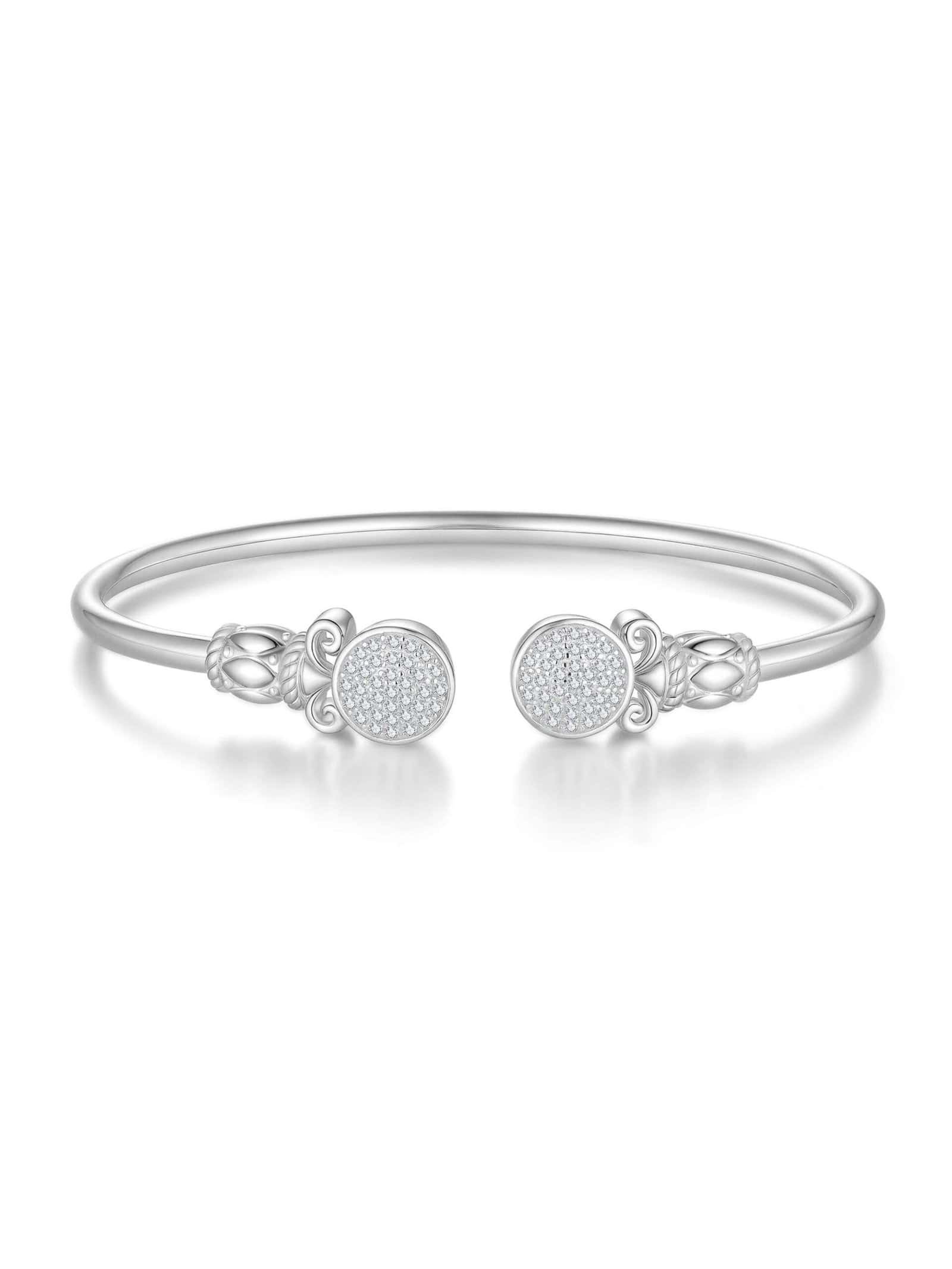 925 sterling silver cubic zirconia white minimalist cuff bangle