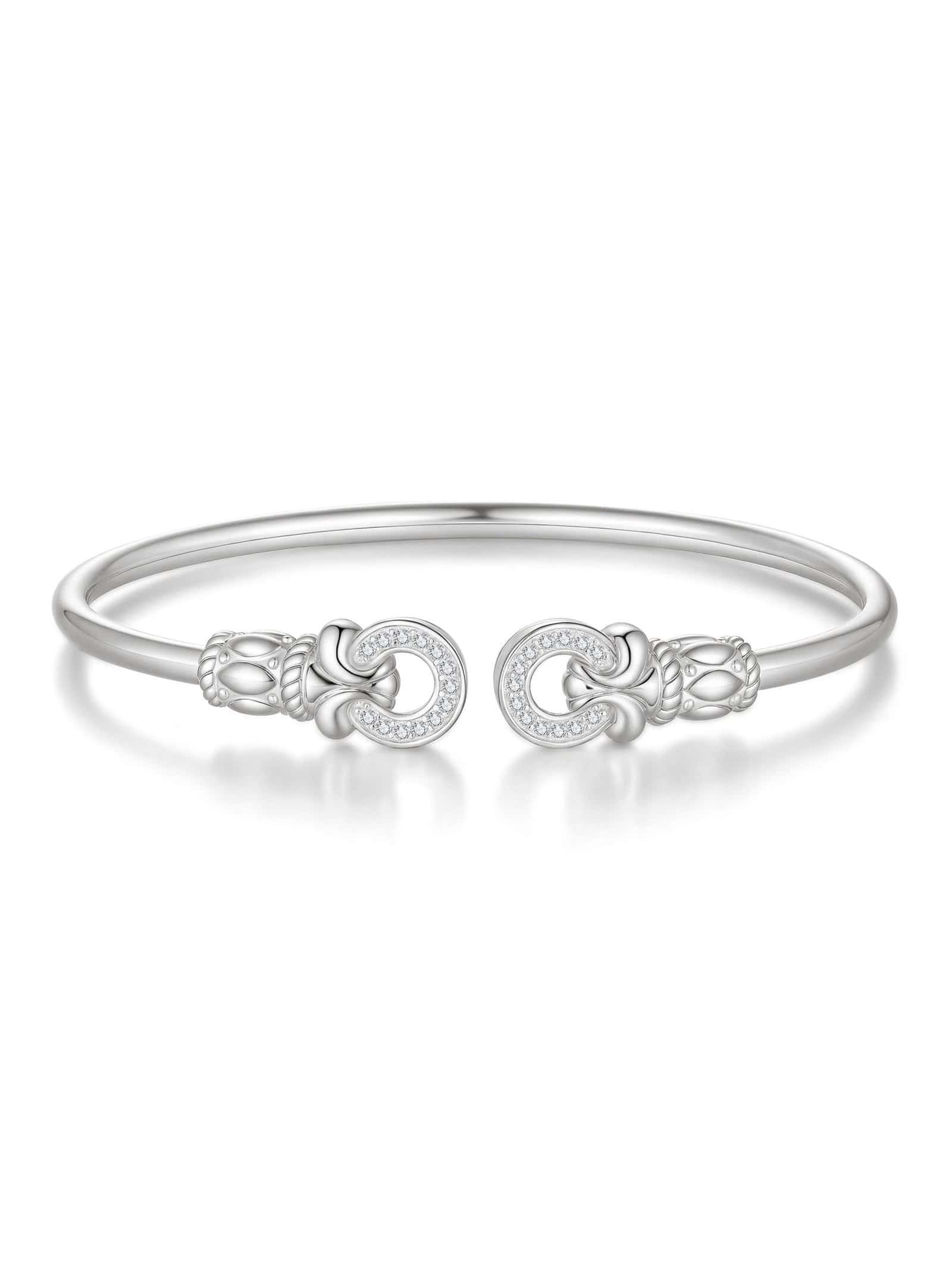 Minimal White CZ Cuff in 925 Sterling Silver