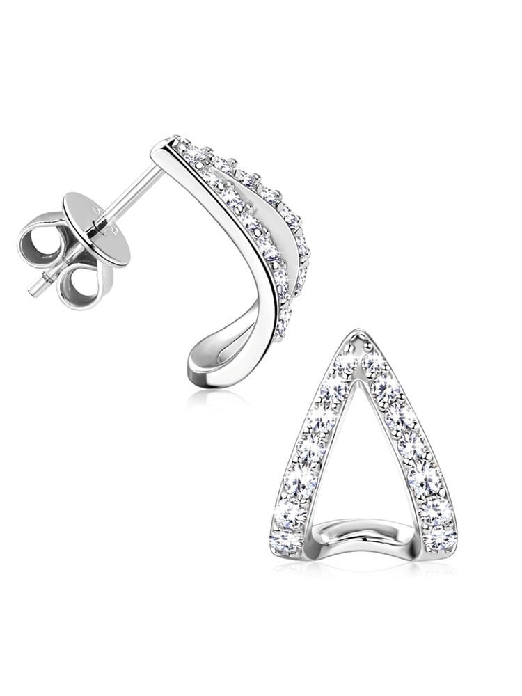 925 sterling silver cubic zirconia white minimalist stud earring