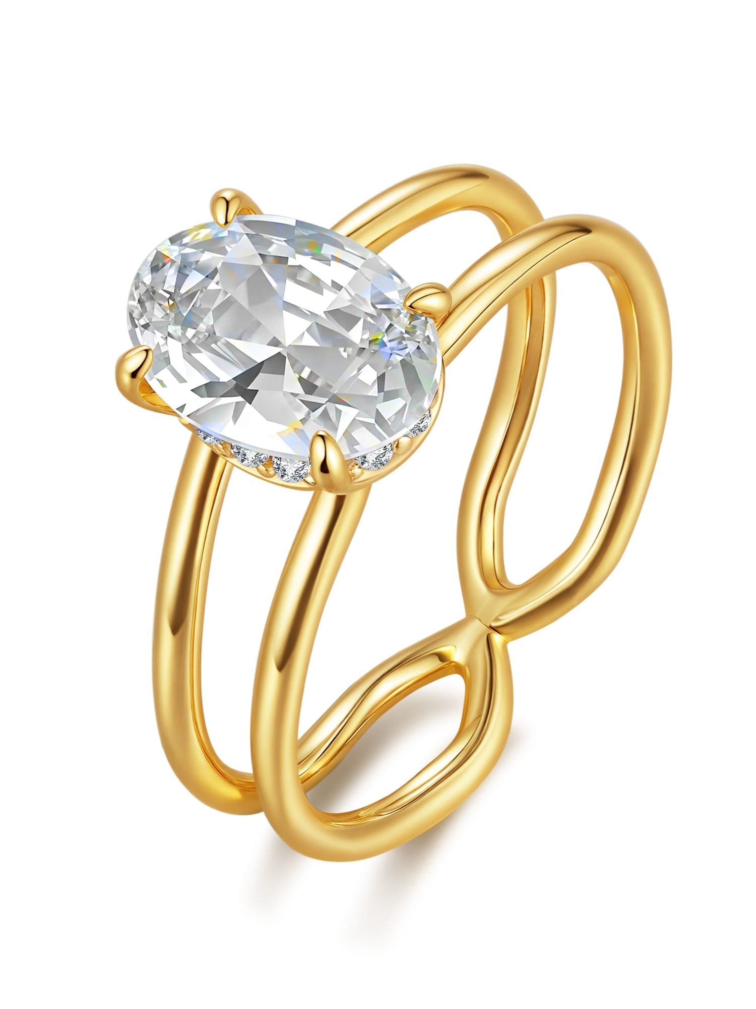 925 Sterling Silver White CZ Oval Dainty Stackable Ring
