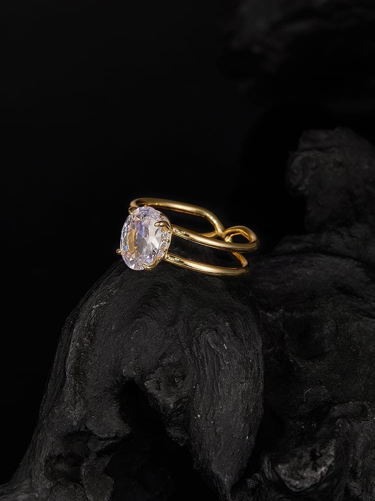 925 Sterling Silver White CZ Oval Dainty Stackable Ring