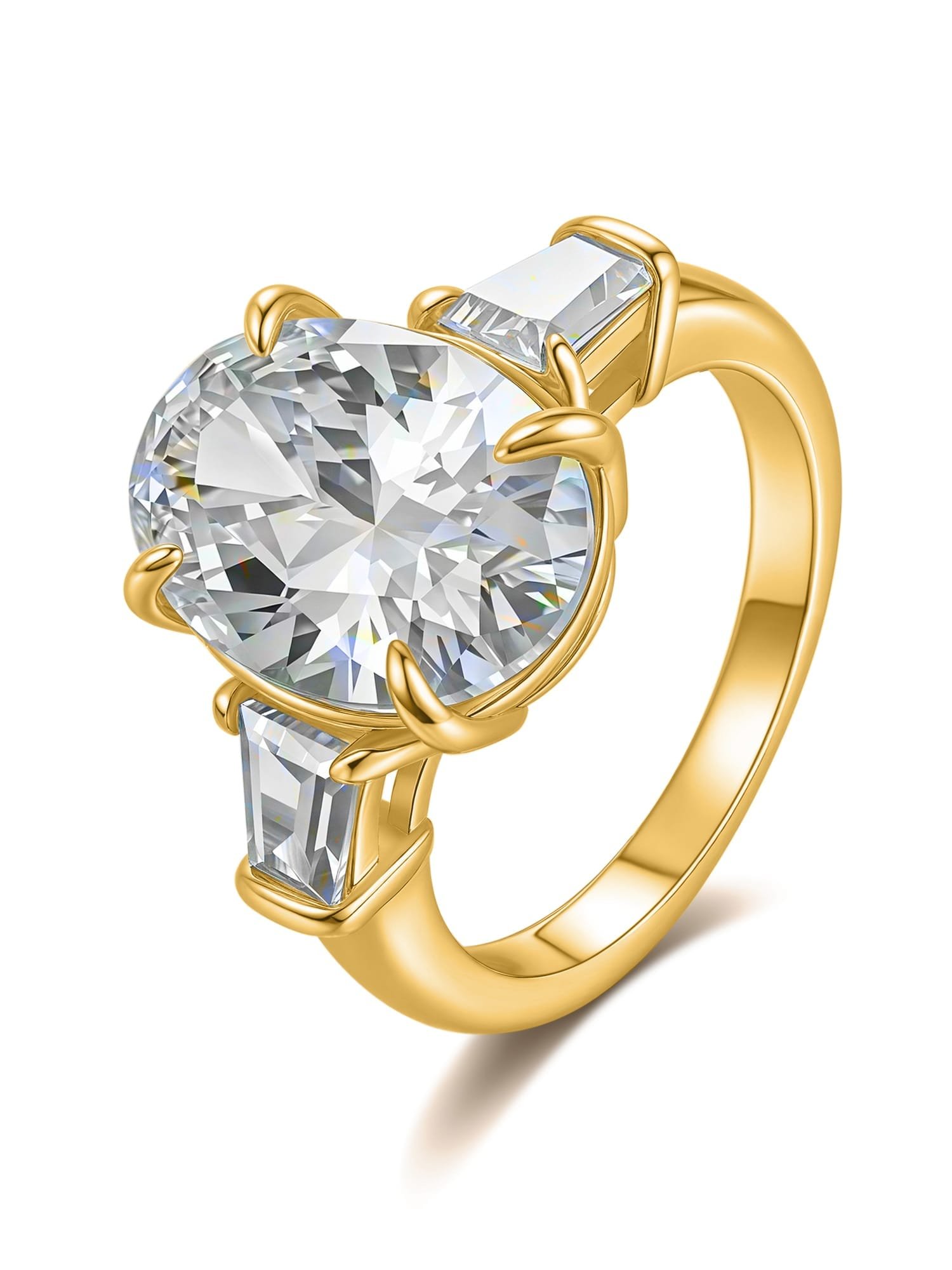 925 Sterling Silver White CZ Oval Statement Ring