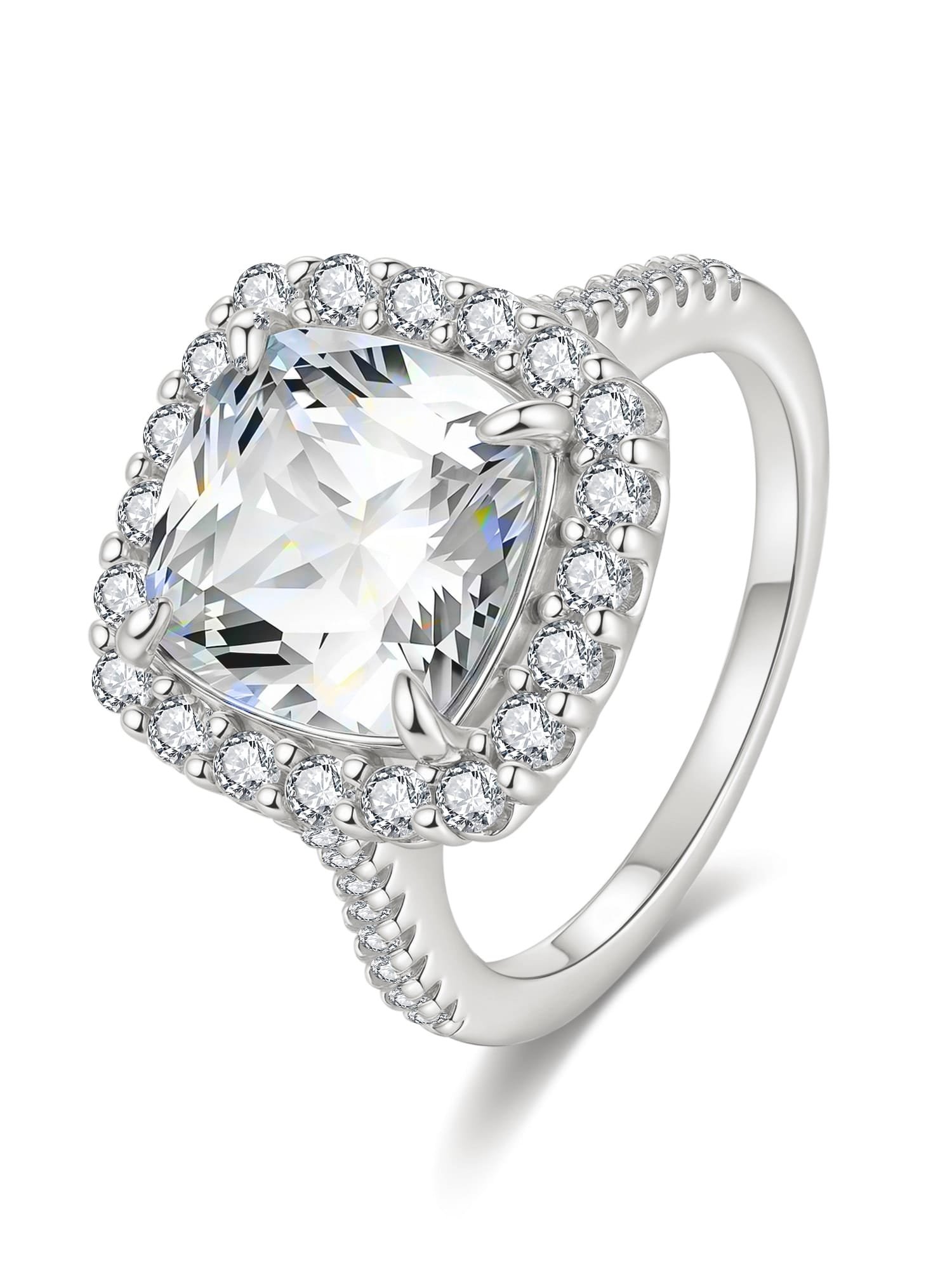 925 Sterling Silver White CZ Solitaire Statement Ring