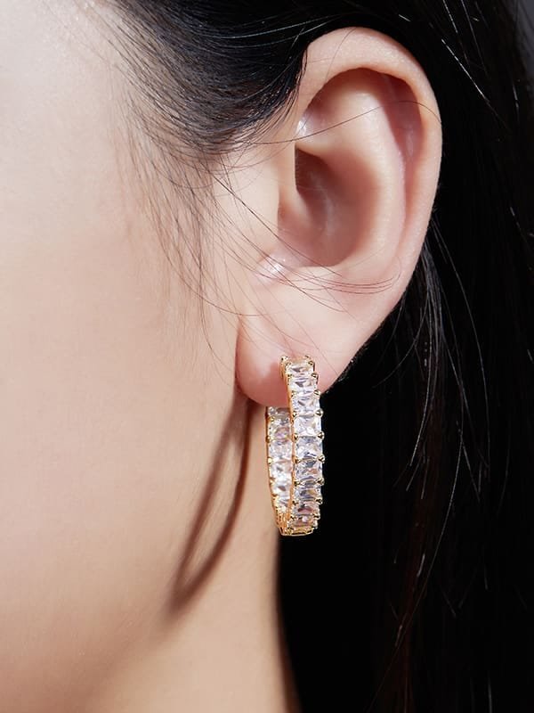 925 Sterling Silver White CZ Dainty Stud Earrings