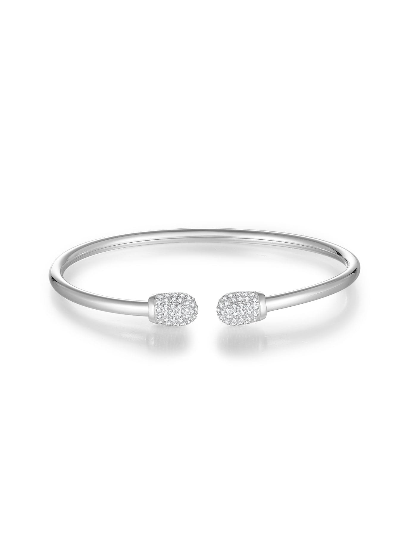 White Minimalist Cuff Bangle in 925 Sterling Silver