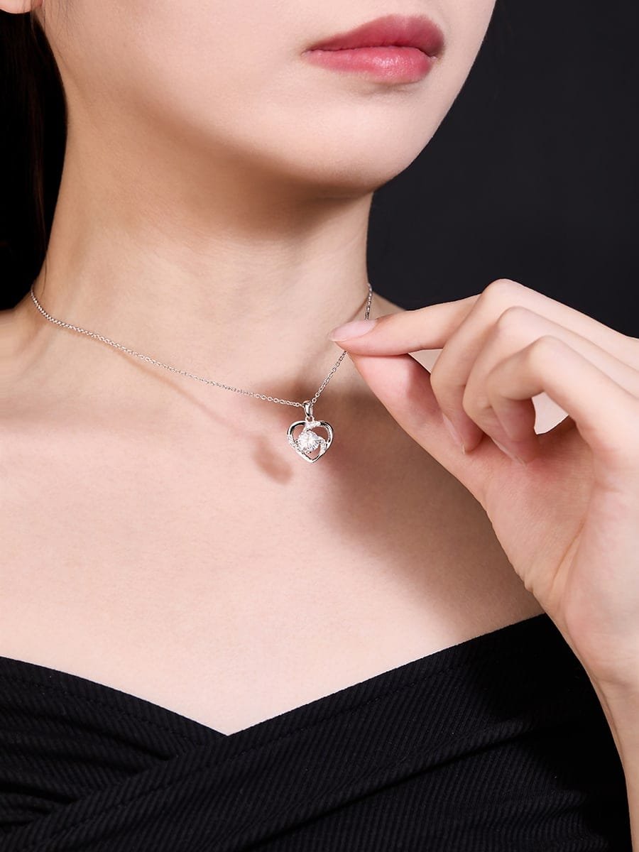 Minimalist Bag Pendant with White CZ in 925 Sterling Silver