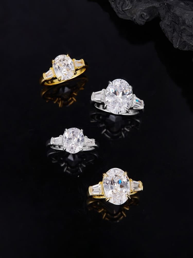 925 Sterling Silver White CZ Oval Statement Ring