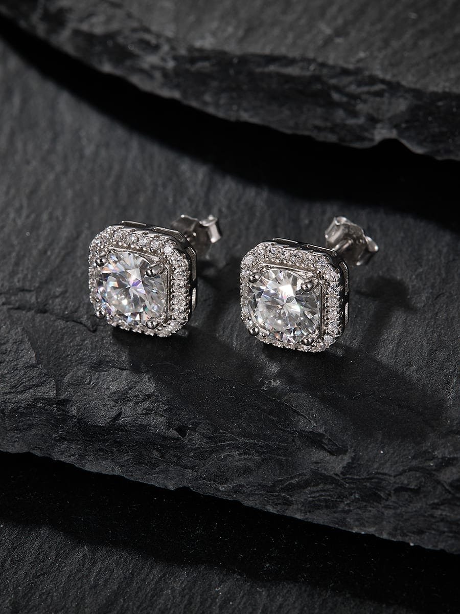 925 Sterling Silver White CZ Classic Stud Earrings