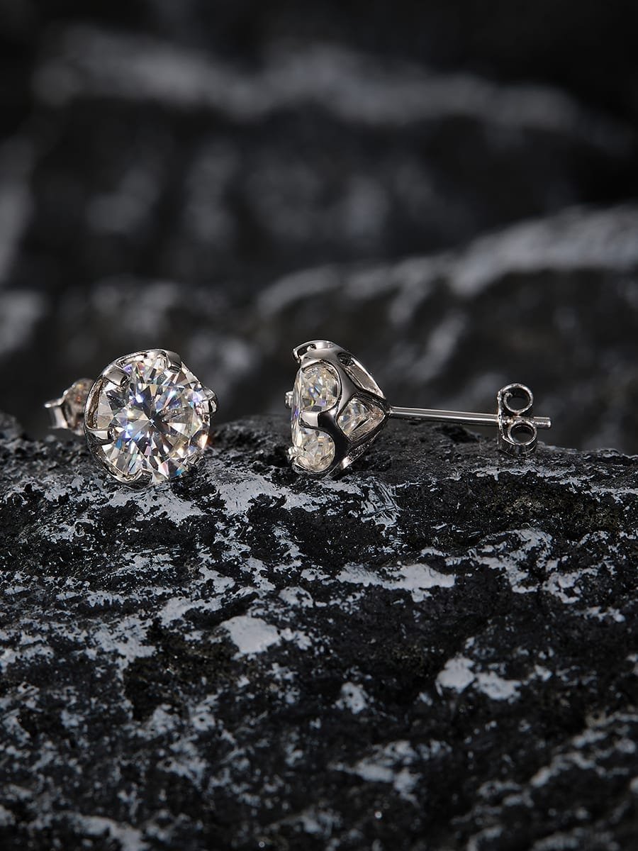 925 Sterling Silver White CZ Minimalist Stud Earrings