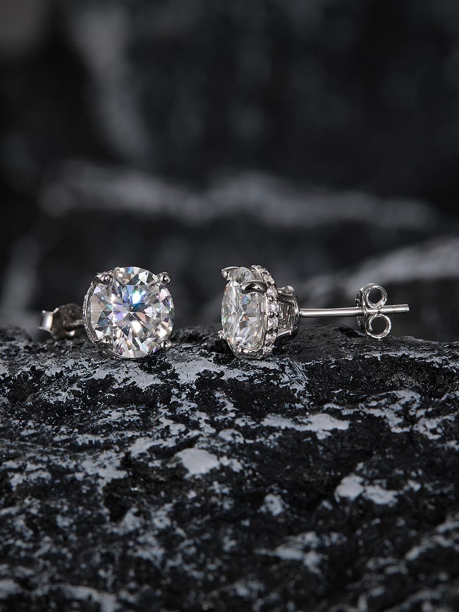Classic White CZ Studs in 925 Sterling Silver