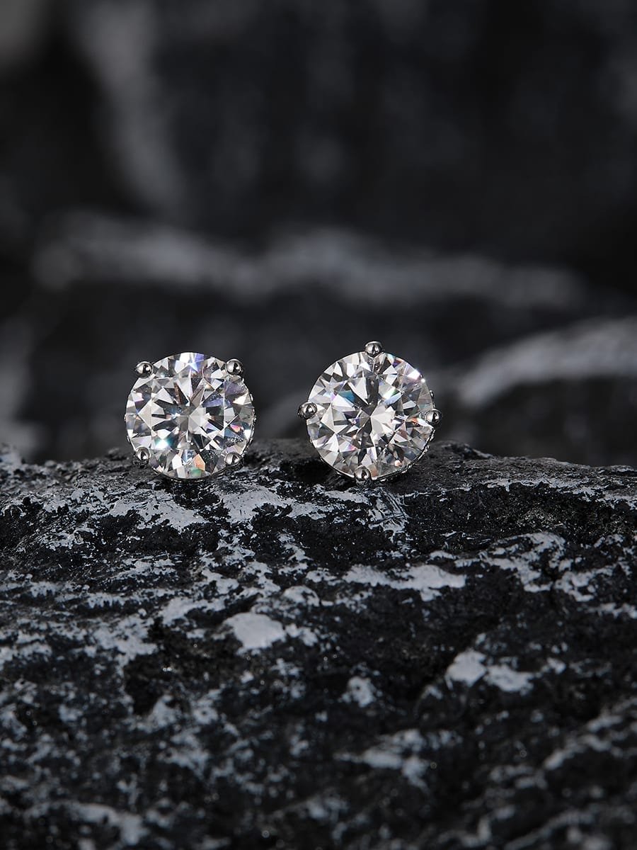 Classic White CZ Studs in 925 Sterling Silver