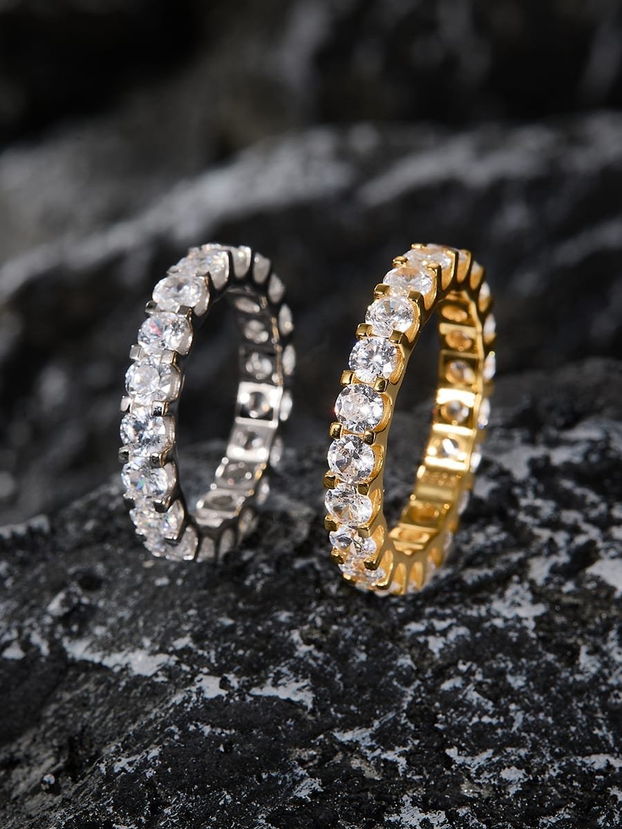 Dainty White CZ Stacking Band in 925 Sterling Silver