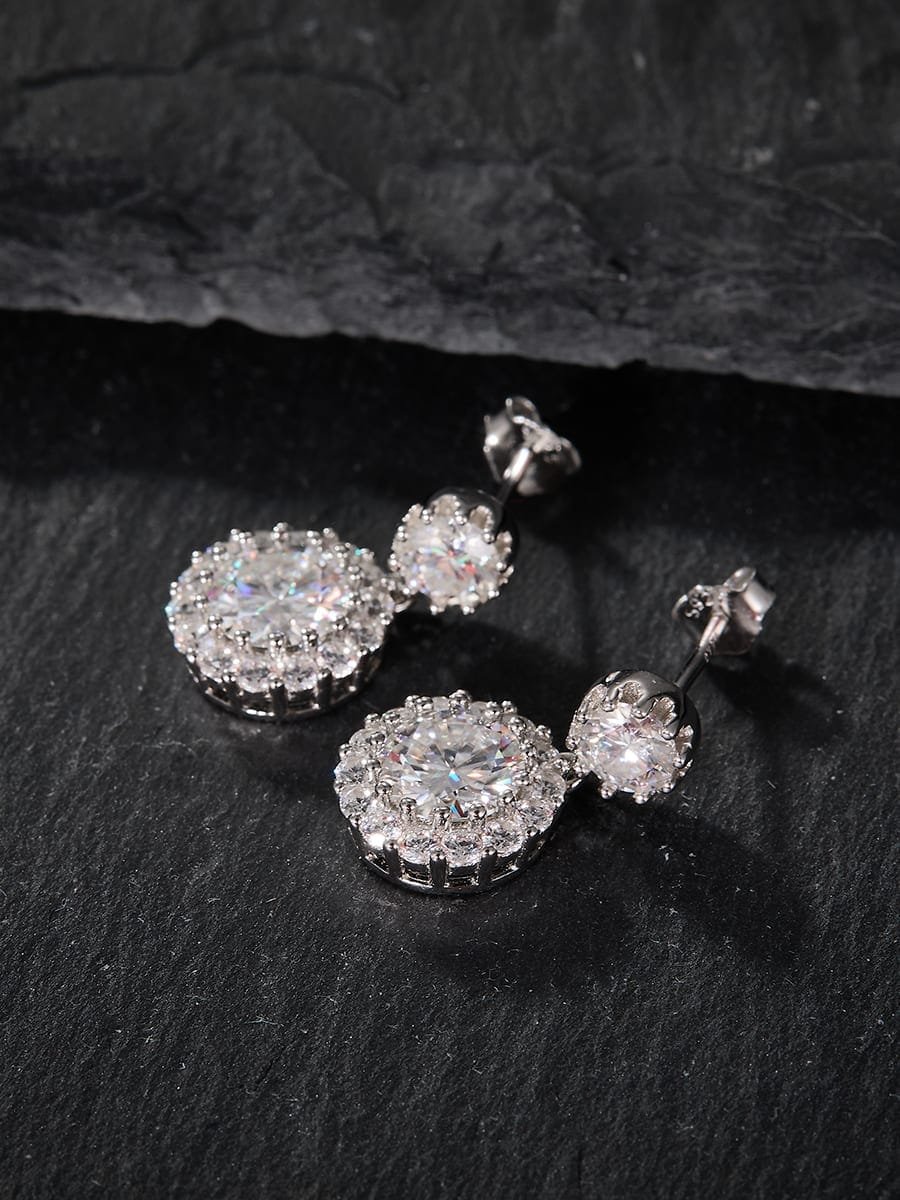 925 Sterling Silver White CZ Dainty Drop Earrings