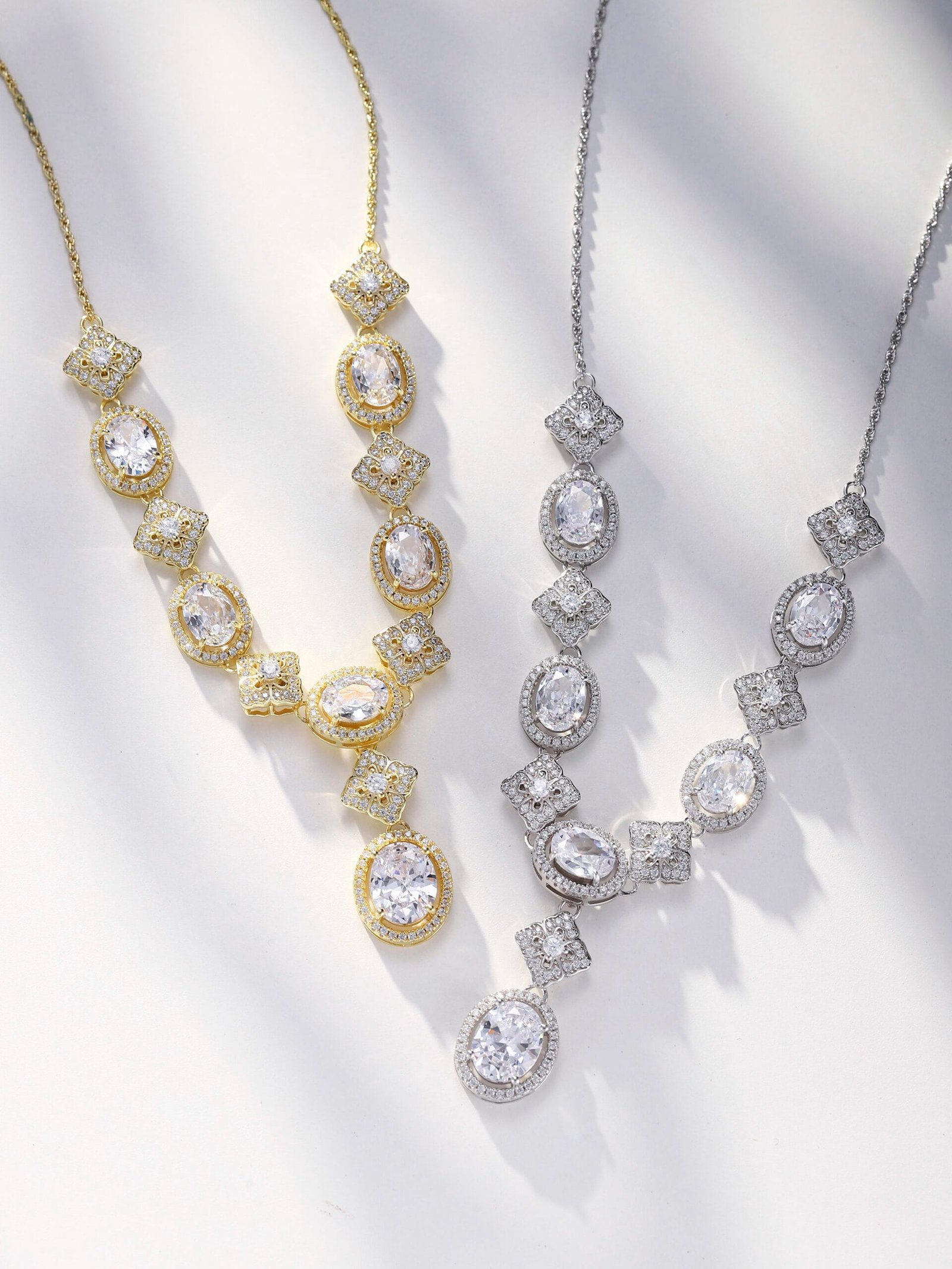 925 Sterling Silver White CZ Dainty Lariat Necklace