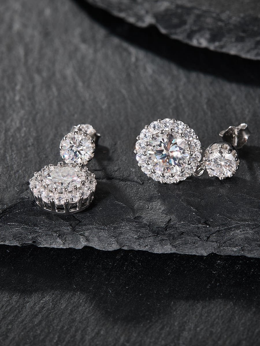 925 Sterling Silver White CZ Dainty Drop Earrings