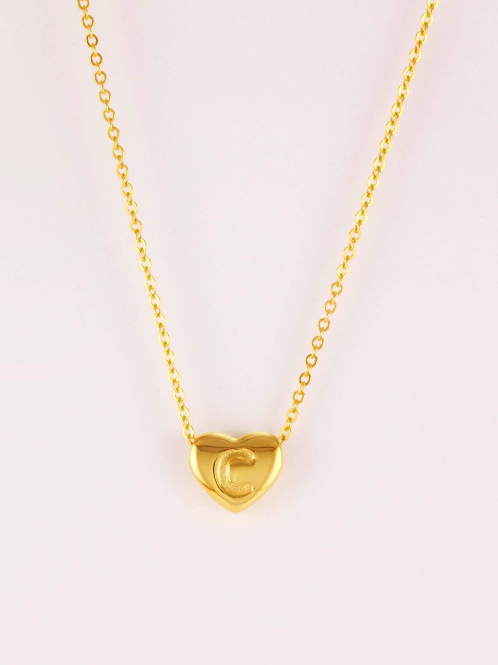 925 sterling silver heart dainty initials necklace