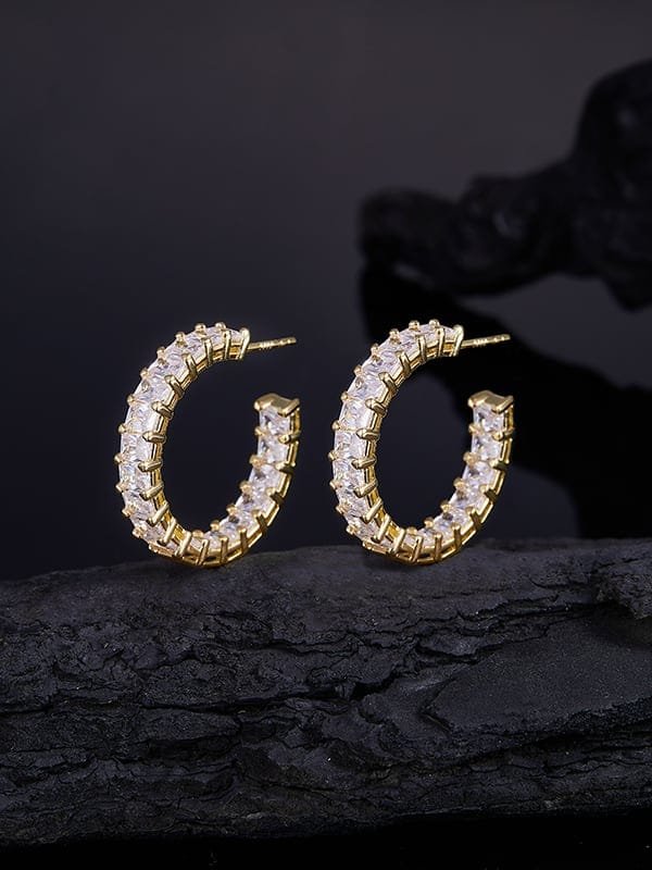 925 Sterling Silver White CZ Dainty Stud Earrings