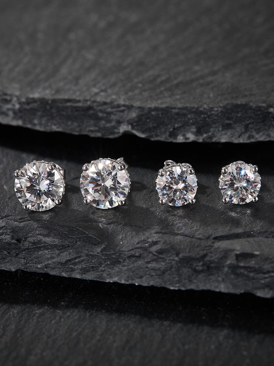 Classic White CZ Studs in 925 Sterling Silver