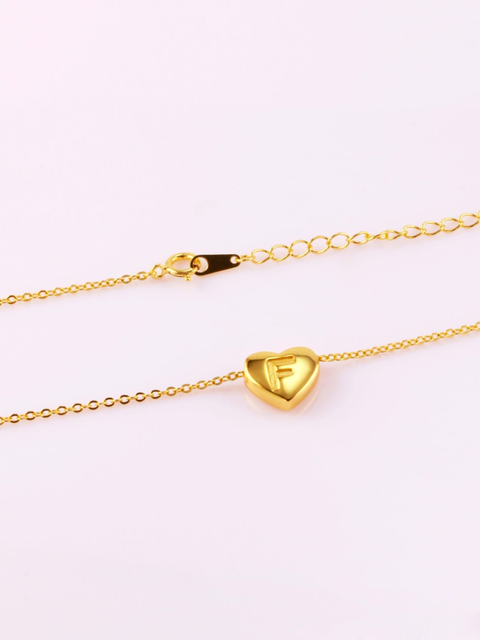 925 sterling silver heart dainty initials necklace
