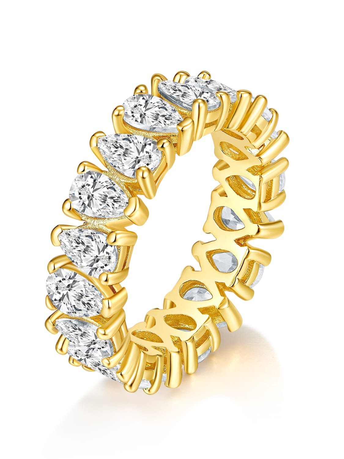 925 Sterling Silver Dainty Band Ring with White CZ Accents