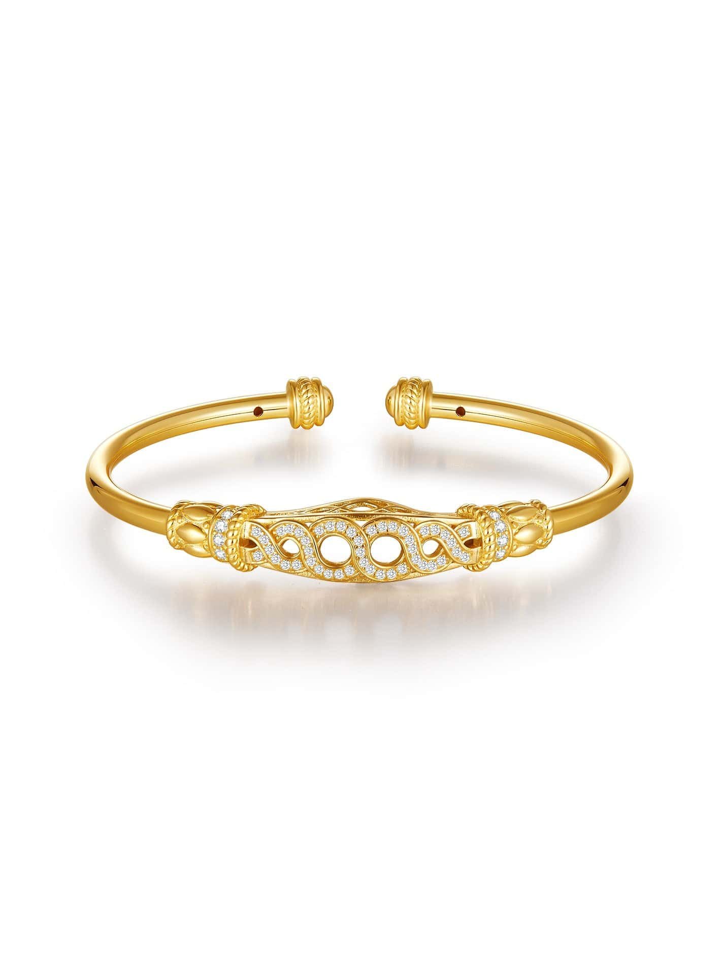 925 Sterling Silver White CZ Dainty Cuff Bangle