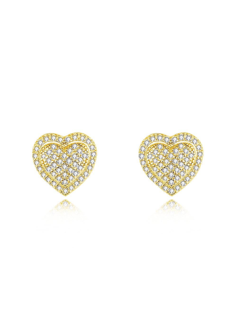 925 Sterling Silver White CZ Heart Minimalist Stud Earrings