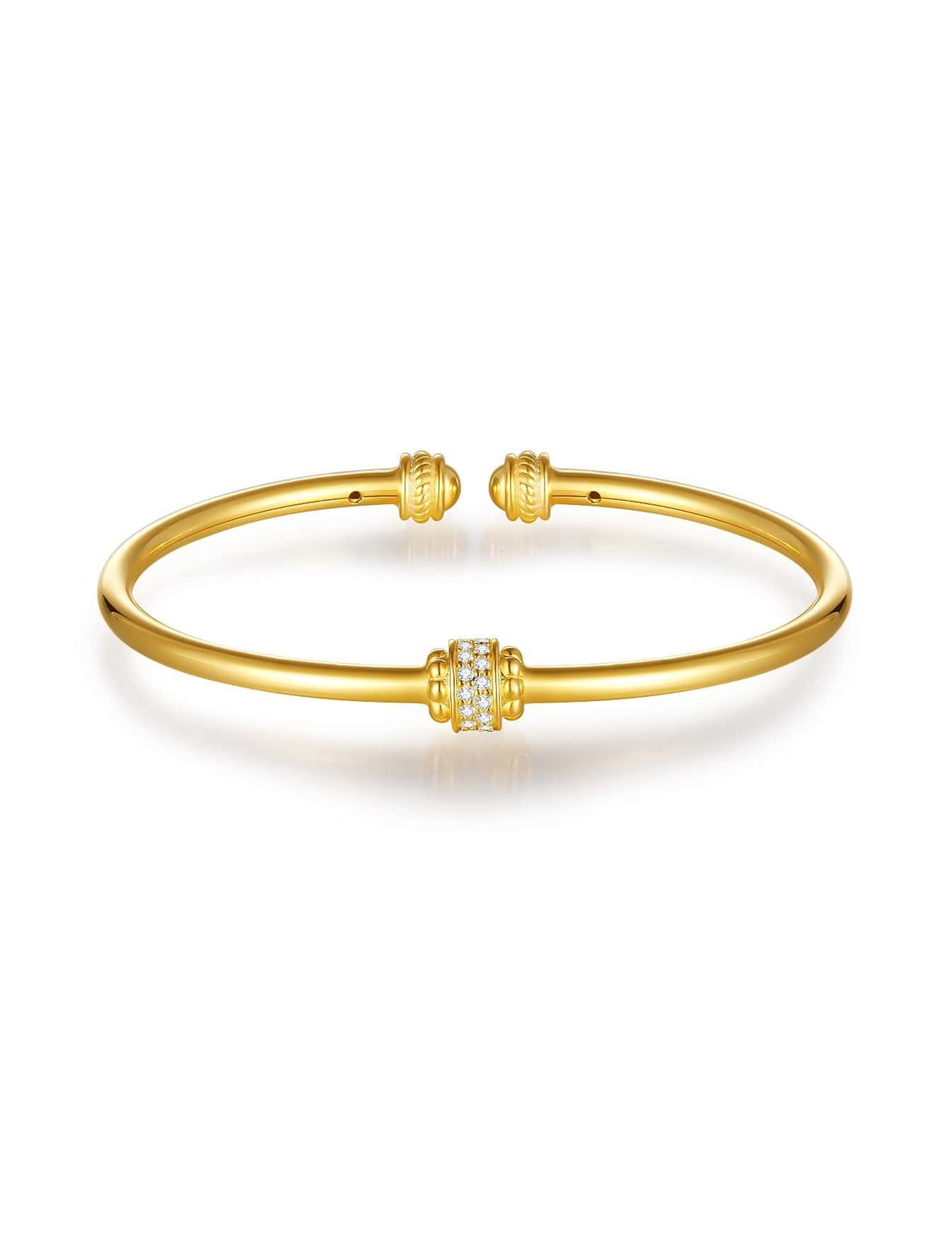 925 Sterling Silver White CZ Minimalist Cuff Bangle