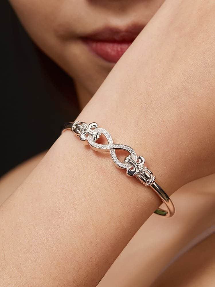 925 Sterling Silver White CZ Classic Cuff Bangle