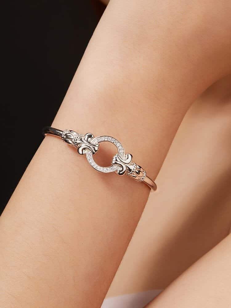 925 sterling silver cubic zirconia white dainty cuff bangle